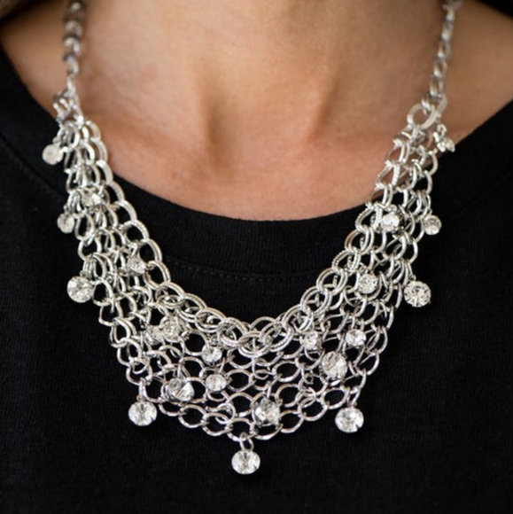 Paparazzi Blockbuster Necklace - Fishing For Compliments 🥈 Silver - Picture 2 of 4